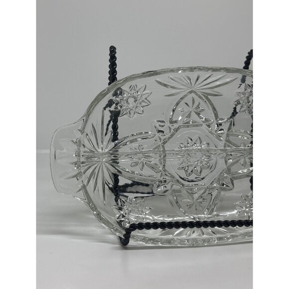 VTG Anchor Hocking EAPC Star oDavid Divided Relish Dish Clear Pressed Glass 10" - Picture 2 of 4